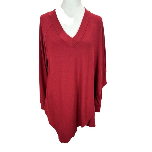 Soft Surroundings Red Madeline Tunic Medium Cape Overlay V-Neck Raglan Sleeves - Picture 5 of 10